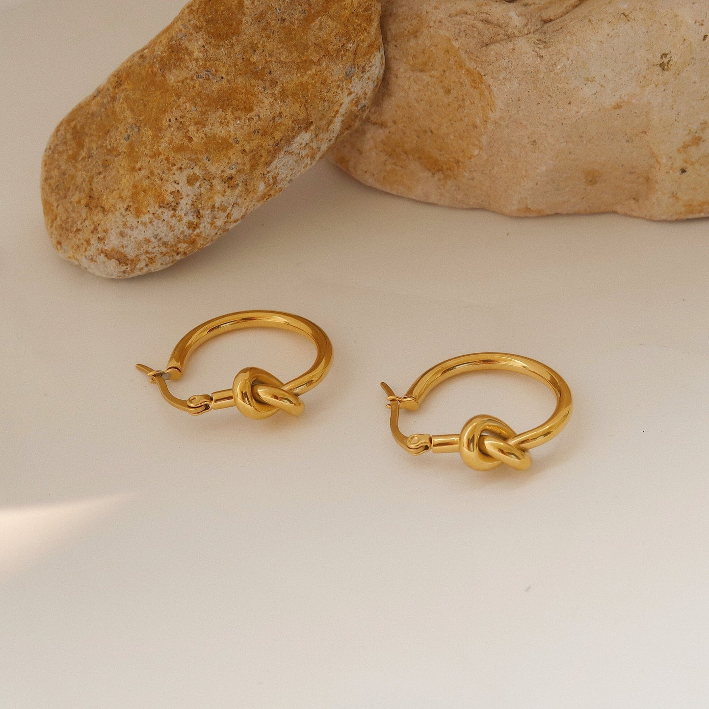 18K Gold Plated Knotted Hoop Earring